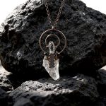 Natural Crystal Raw Stone Pendant with Artistic Metal Setting