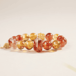 Natural Red Fireworks Quartz Multi-Treasure Crystal Bracelet with White Crystal & South Red Agate
