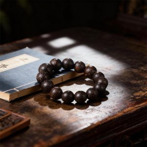 Golden Star Natural Wood Bead Bracelet