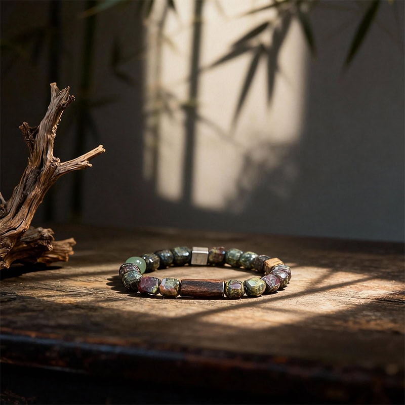 Dragon Blood Stone & Hetian Jade Bracelet