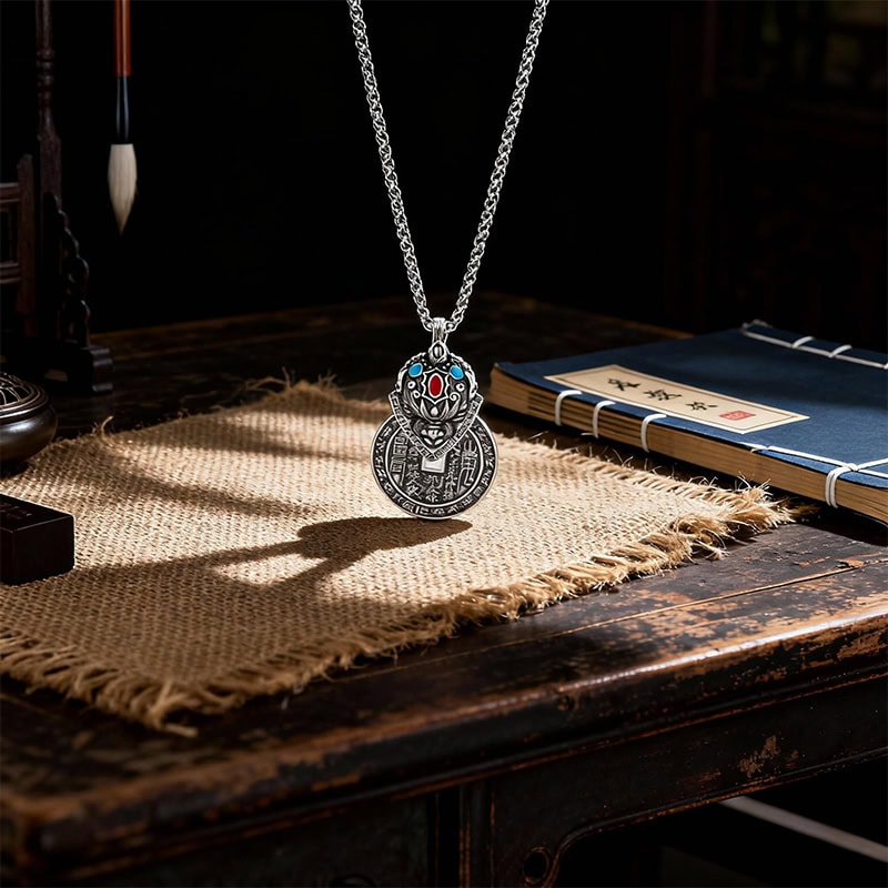 Pixiu Mountain Ghost Coin Pendant Ethnic Style Necklace