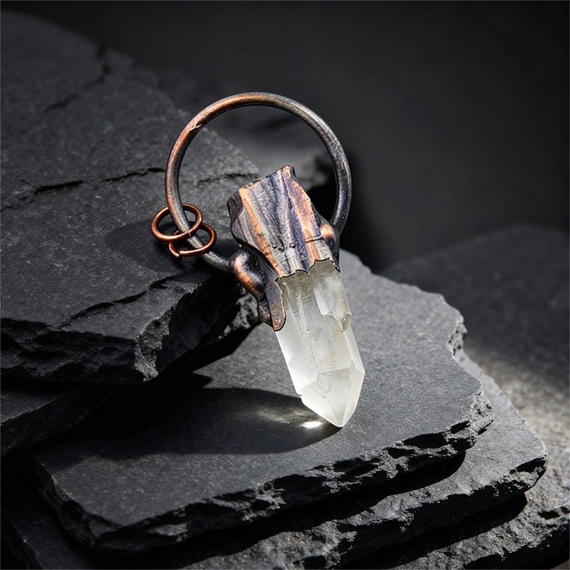 Natural Crystal Point Raw Stone Pendant