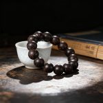 Golden Star Natural Wood Bead Bracelet