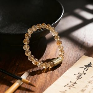 Vintage Citrine Round Bead Bracelet