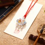Baby Silver Longevity Lock Pendant with Koi Fish Design