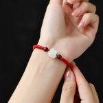 Red String Bracelet with Hetian Jade Zodiac Charm for Kids