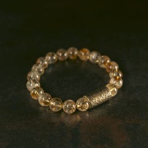 Vintage Citrine Round Bead Bracelet - Hand circumference 6.5inch-6.8inch