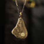 Vintage Wood Pendant Necklace for Wealth and Blessings