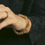 Vintage Citrine Round Bead Bracelet