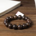 Golden Star Natural Wood Bead Bracelet