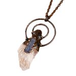 Natural Crystal Raw Stone Pendant with Artistic Metal Setting