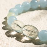 Aquamarine, Green Auralite & Prehnite Bracelet for Stress Relief