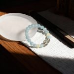 Aquamarine, Green Auralite & Prehnite Bracelet for Stress Relief