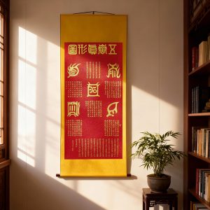 True Form of the Five Sacred Mountains Hanging Scroll - 44×145cm（Approximately 17×57 inches）