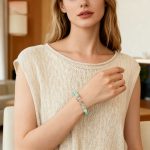 Aquamarine, Green Auralite & Prehnite Bracelet for Stress Relief