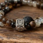 Lucky Blessing Black Silver Obsidian & Gray Moonstone Bracelet
