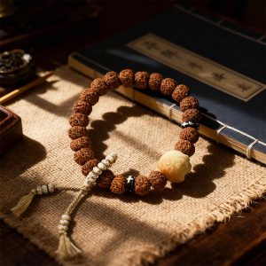Rudraksha Bracelet with Pixiu and Moonstar Bodhi