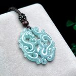 Jade Dragon and Phoenix Auspicious Pendant Hollow – Carved Jade Dragon and Phoenix Plate Jade Pendant