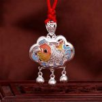 Baby Silver Longevity Lock Pendant with Koi Fish Design