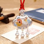 Baby Silver Longevity Lock Pendant with Koi Fish Design