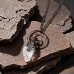 Natural Crystal Raw Stone Pendant with Artistic Metal Setting