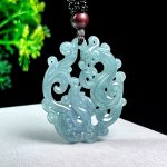 Jade Dragon and Phoenix Auspicious Pendant Hollow – Carved Jade Dragon and Phoenix Plate Jade Pendant