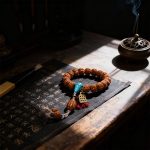 Rudraksha Bracelet with Olive Pit Pendant