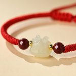 Red String Bracelet with Hetian Jade Zodiac Charm for Kids