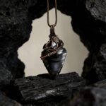 Obsidian Arrowhead & Lepidolite Handmade Wire-Wrapped Pendant