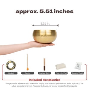 Brass Singing Bowl Meditation Sound Bowl - approx. 5.51 inches (14cm)