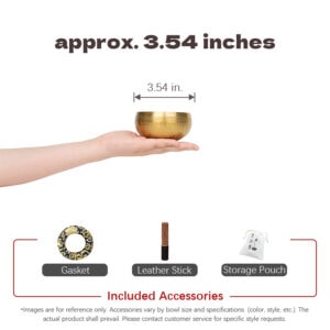 Brass Singing Bowl Meditation Sound Bowl - approx. 3.54 inches (9cm)