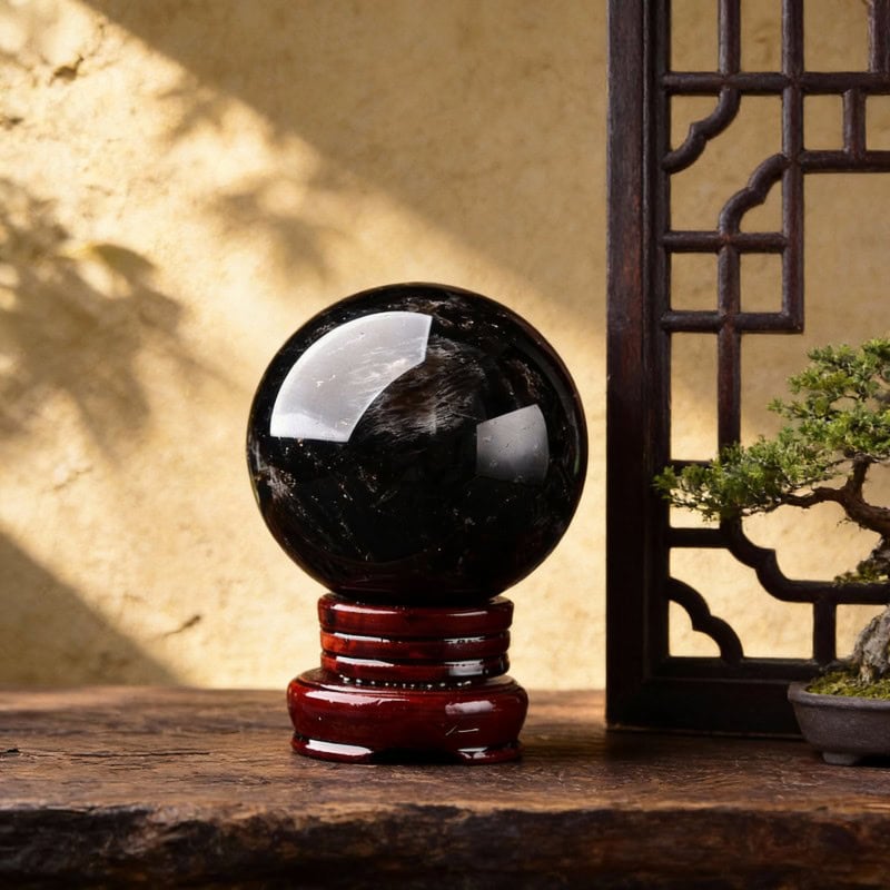 Natural Black Quartz Sphere