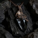 Obsidian Arrowhead & Lepidolite Handmade Wire-Wrapped Pendant