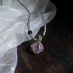 Handmade Macramé Natural Amethyst Raw Stone Pendant