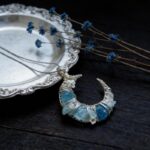 Aquamarine Moon Handmade Wire-Wrapped Pendant