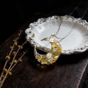 Citrine Moon Handmade Wire-Wrapped Pendant