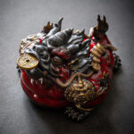 Red Glazed Ceramic Wealth Toad Ornament
