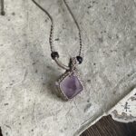 Handmade Macramé Natural Amethyst Raw Stone Pendant