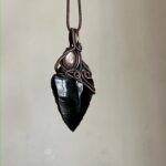 Obsidian Arrowhead & Lepidolite Handmade Wire-Wrapped Pendant
