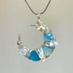 Aquamarine Moon Handmade Wire-Wrapped Pendant