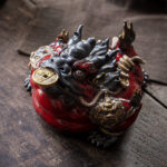 Red Glazed Ceramic Wealth Toad Ornament