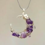 Natural Amethyst Moon Handmade Wire-Wrapped Pendant