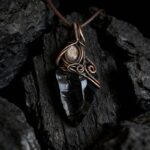 Obsidian Arrowhead & Lepidolite Handmade Wire-Wrapped Pendant