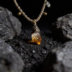 Citrine Scepter Handmade Macramé Necklace