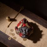 Red Glazed Ceramic Wealth Toad Ornament