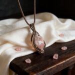 Natural Pink Crystal Handmade Wire-Wrapped Pendant