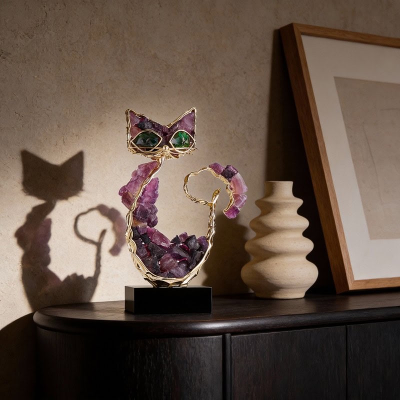 Amethyst Lucky Cat Ornament