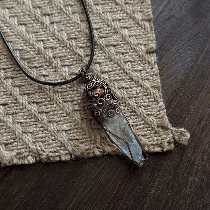Tribal Style Raw Crystal Wire-Wrapped Pendant