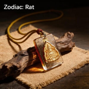 Ancient Glass Chinese Zodiac Guardian Pendant - Rat Zodiac