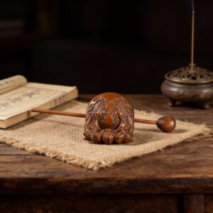 Boxwood Carved Fish with Dragon Motif